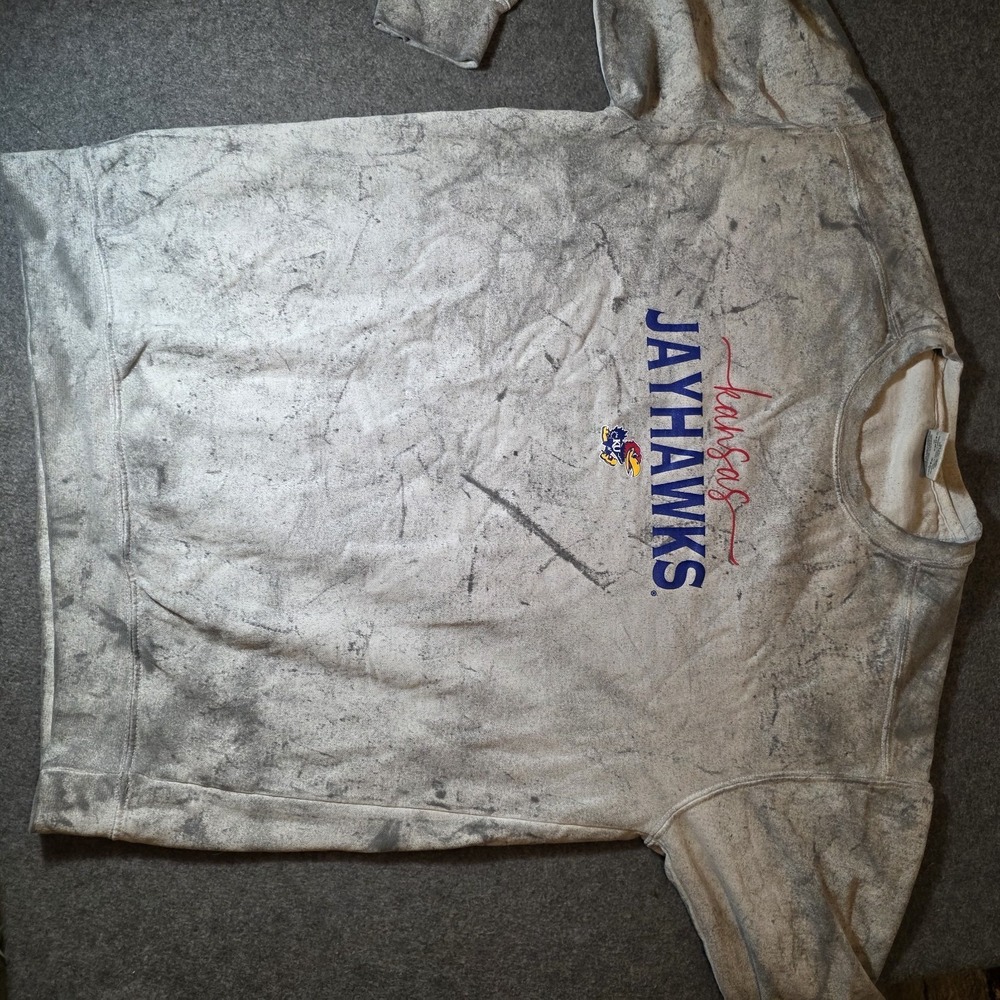 Comfort Colors Garment Dye Ringspun Vintage Style KU Jayhawks Crew Neck 914 Lg